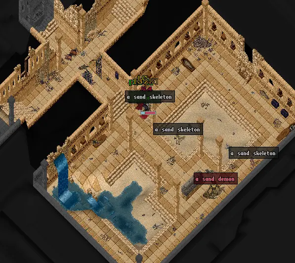 Sand Demon boss chamber and northern treasure chests