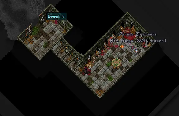 Final chest room, healer, and exit gate to starting island